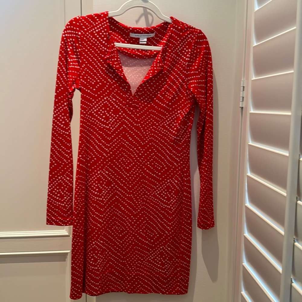 DVF Red Silk Dress